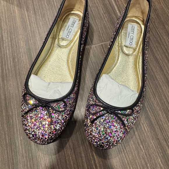 Jimmy Choo Walsh Multicolored Glitter Ballet Flats Size 40! EUC worn once